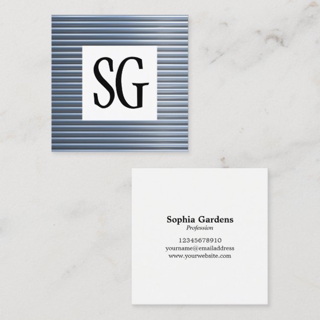 Square Panel - Initials - Metallic Pipes Square Business Card (Front/Back)