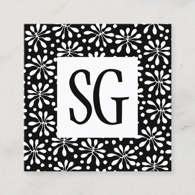 Square Panel - Initials - Pattern 020818 Square Business Card (Front)