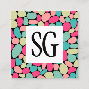 Square Panel - Initials - Pebble Shapes 01 Business Card