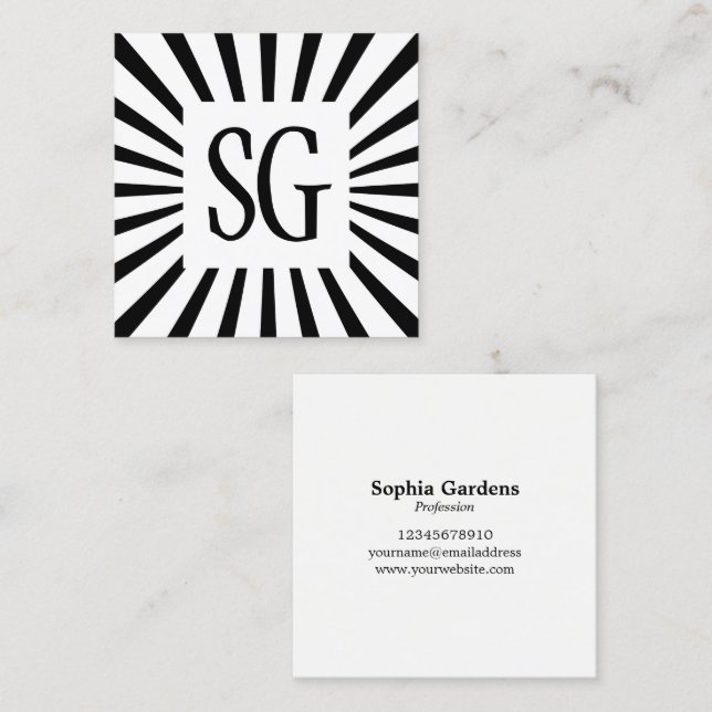 Square Panel - Initials - Rays Square Business Card (Front/Back)