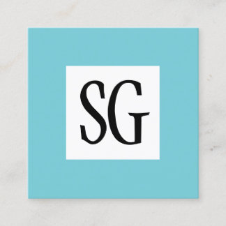 Square Panel - Initials - Robin Egg Blue Business Card