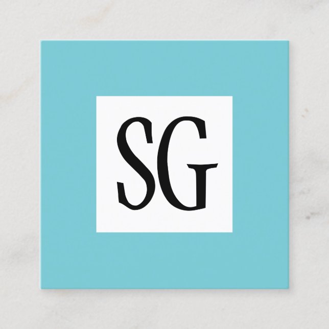 Square Panel - Initials - Robin Egg Blue Square Business Card (Front)