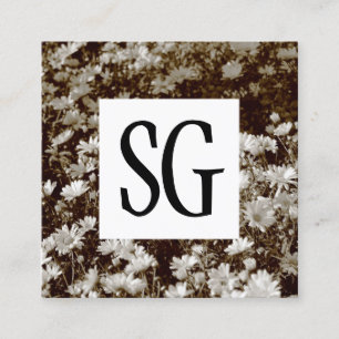 Square Panel - Initials - Sepia Daisies Square Business Card