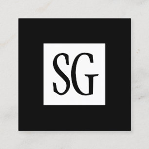 Square Panel - Initials - White and Black Business Card