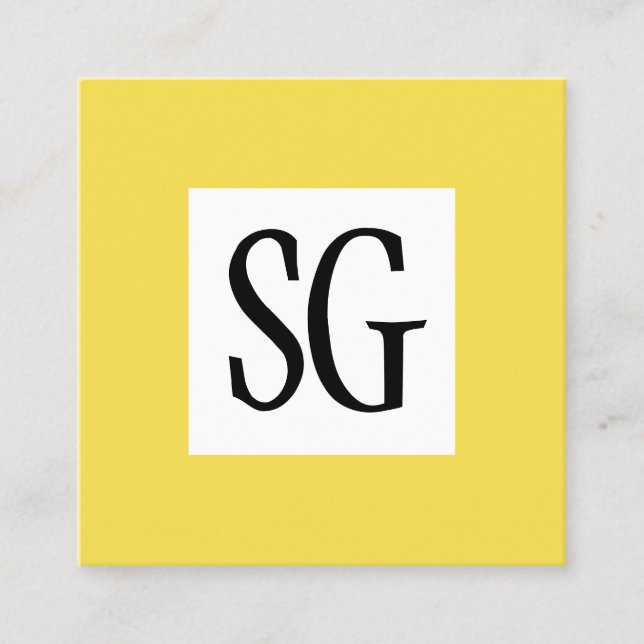 Square Panel - Initials - Yellow Square Business Card (Front)