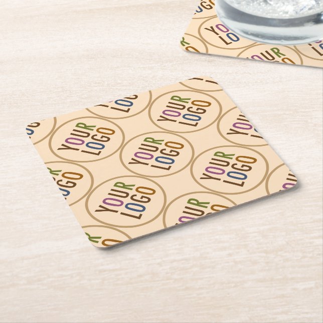 Square Paper Coasters Custom Logo Promotional Bulk (Angled)