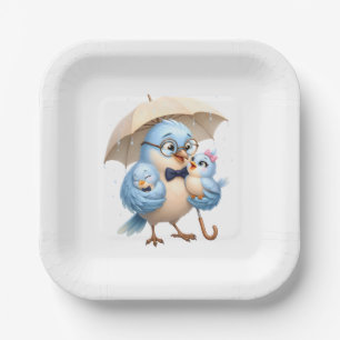 Square Paper Plate Father Bird Design