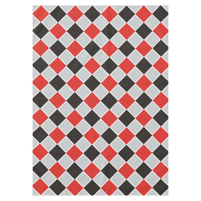 SQUARE Pattern - black red white + your background Tablecloth (Front)