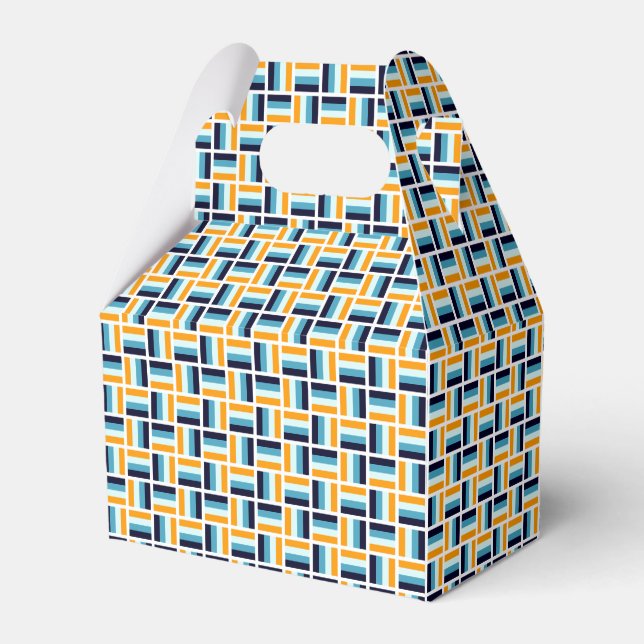Square Pattern - Gold and Blue Favour Box (Front Side)