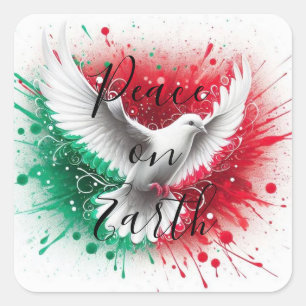 Square - Peace on Earth with White Dove in flight Square Sticker