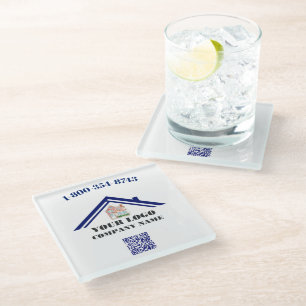 Square Personalized Custom Logo QR Code  Glass Coaster