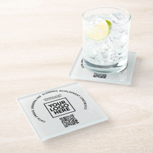 Square Personalized Custom Logo QR Code  Glass Coaster