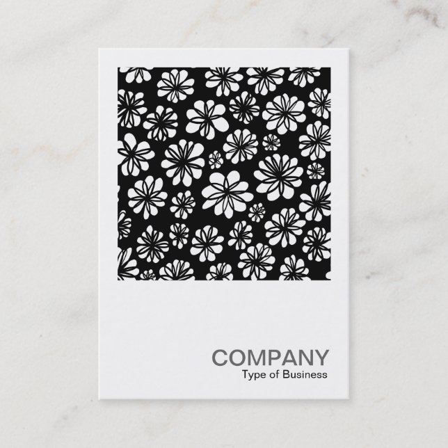 Square Photo 0264 - Black and White Flowers Business Card (Front)