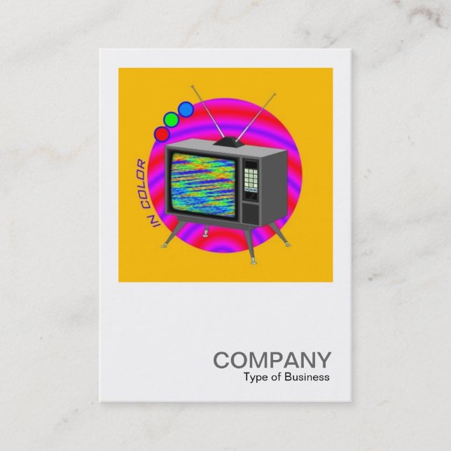 Square Photo 073 - Retro Colour TV Business Card (Front)