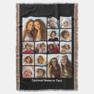 Square Photo Collage 14 photos Can CHANGE colour Throw Blanket