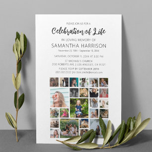 Square Photo Collage Funeral Celebration of Life Invitation