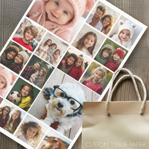 Square Photo Collage - Up to 18 photos White Tissue Paper