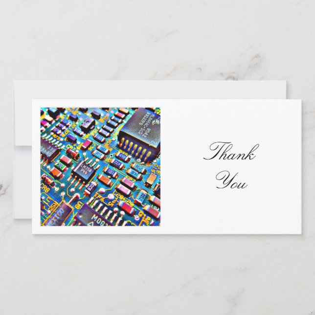 Square Photo - Colourful Circuitry Thank You Card (Front)