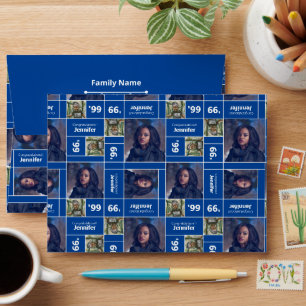 Square Photo Graduation Class Year Blue Envelope