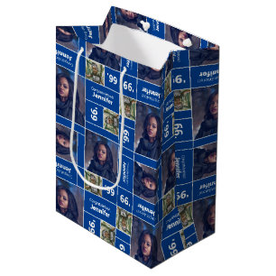 Square Photo Graduation Class Year Blue Medium Gift Bag