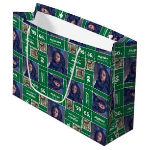 Square Photo Graduation Class Year Green Large Gift Bag