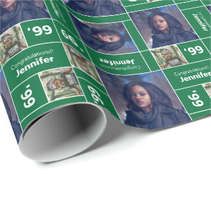 Square Photo Graduation Class Year Green Wrapping Paper