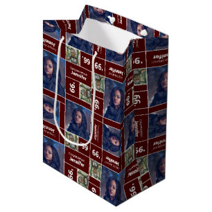 Square Photo Graduation Class Year Maroon Medium Gift Bag