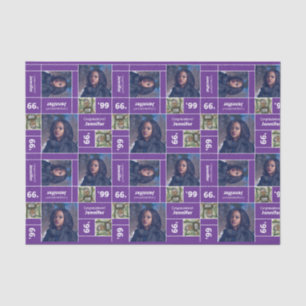 Square Photo Graduation Class Year Purple Tissue Paper
