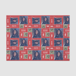 Square Photo Graduation Class Year Red Tissue Paper