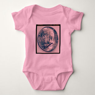 Square Photo - JFK Half Dollar Baby Bodysuit