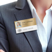 Square Photo Logo Faux Gold White Magnetic Large