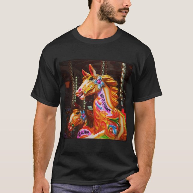 Square Photo - Merry-go-round Horses 02 T-Shirt (Front)