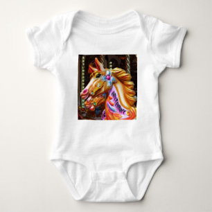 Square Photo - Merry-go-round Horses Baby Bodysuit