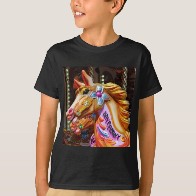 Square Photo - Merry-go-round Horses T-Shirt (Front)