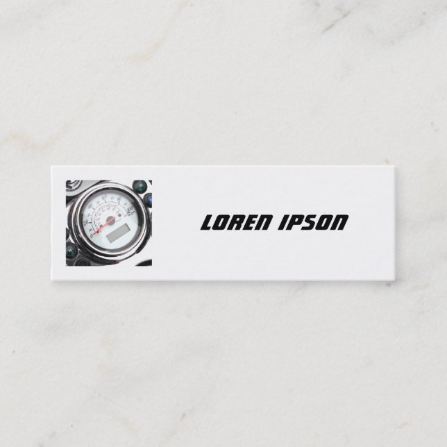 Square Photo - Motorcycle Speedometer Mini Business Card (Front)