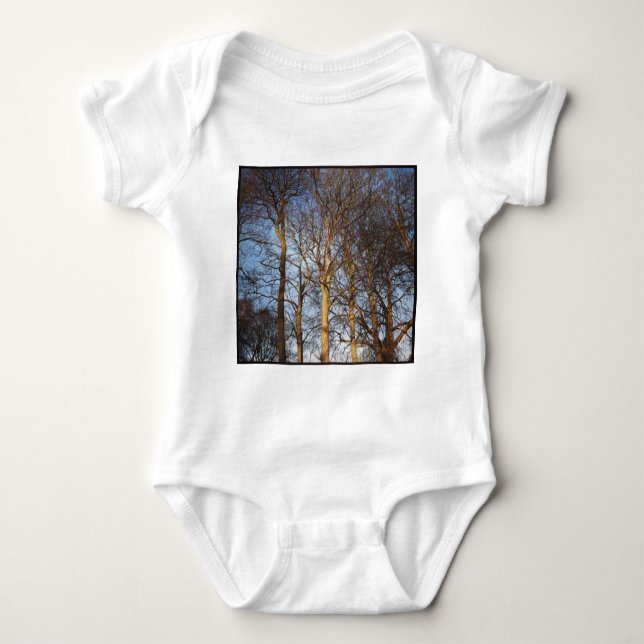 Square Photo - Sunlit Winter Trees Baby Bodysuit (Front)