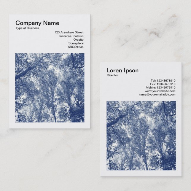 Square Photo (v3) - Blue Autumn - Cyanotype Business Card (Front/Back)