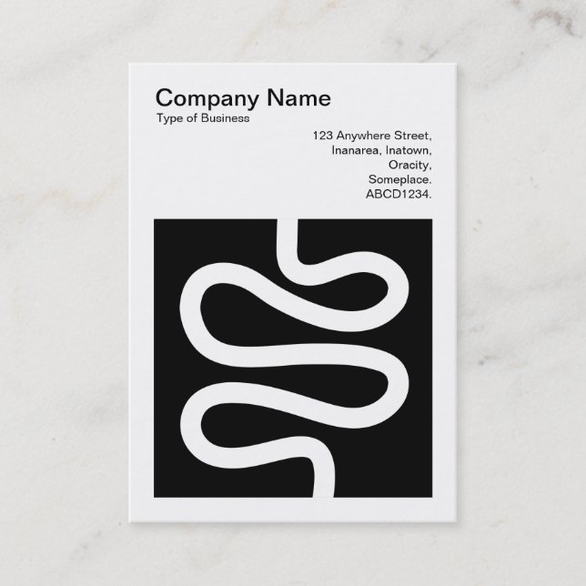 Square Photo (v3) - Curvy Line - White on Black Business Card (Front)