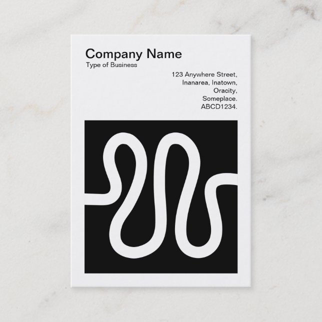 Square Photo (v3) - Curvy Line - White on Black Business Card (Front)