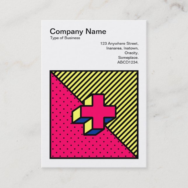 Square Photo (v3) - Neo-Memphis Style Cross Business Card (Front)