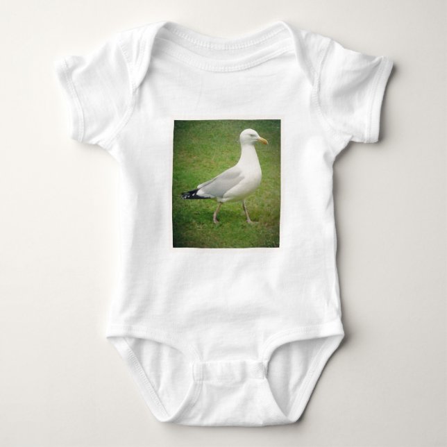 Square Photo - Walking Seagull Baby Bodysuit (Front)
