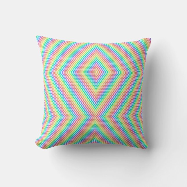 square pillow features a vibrant geometric pattern (Front)