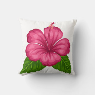 Square Pillow-Pink Hibiscus Flower Cushion