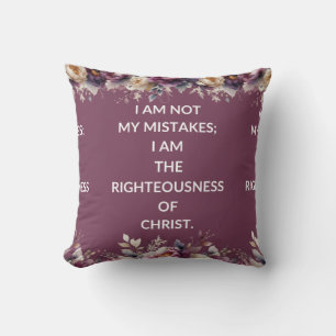 Square pillow with a simple purple religious quote