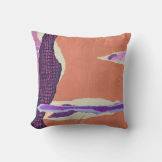 Square pillow with orange & pink abstract design