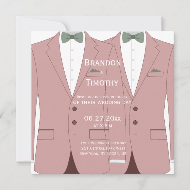 Square Pink Gay Wedding Invites (Front)