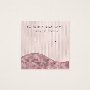 Square Pink Stripes Glam Earring Display Cards