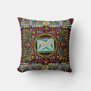 Square pocket, shawl, textile. Colourful abstract Cushion