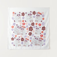 Square poster with cute pandas couples in love wit