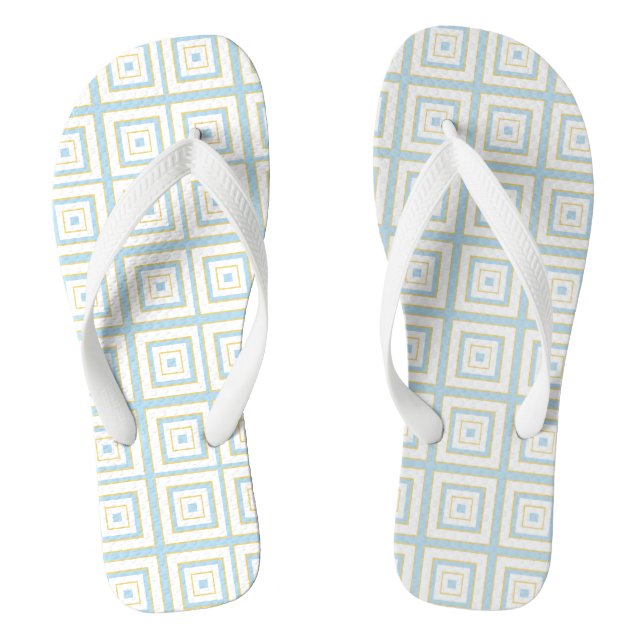 Square Prisms Duck Egg Blue Gold White Grey Jandals (Footbed)